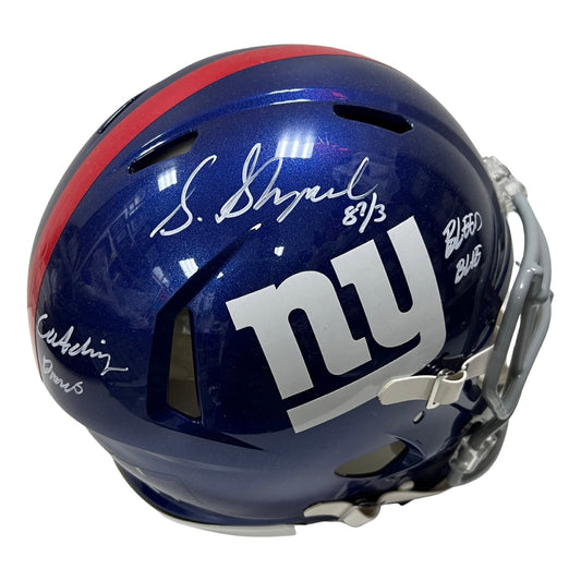 Sterling Shepard Autographed New York Giants Speed Authentic Helmet Catching Dimes, Bleed Blue Inscriptions JSA