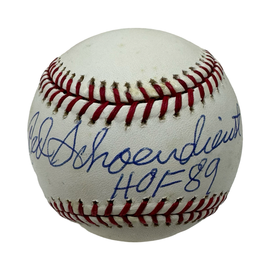 Red Schoendienst Autographed Official National League Baseball “HOF 89” Inscription JSA