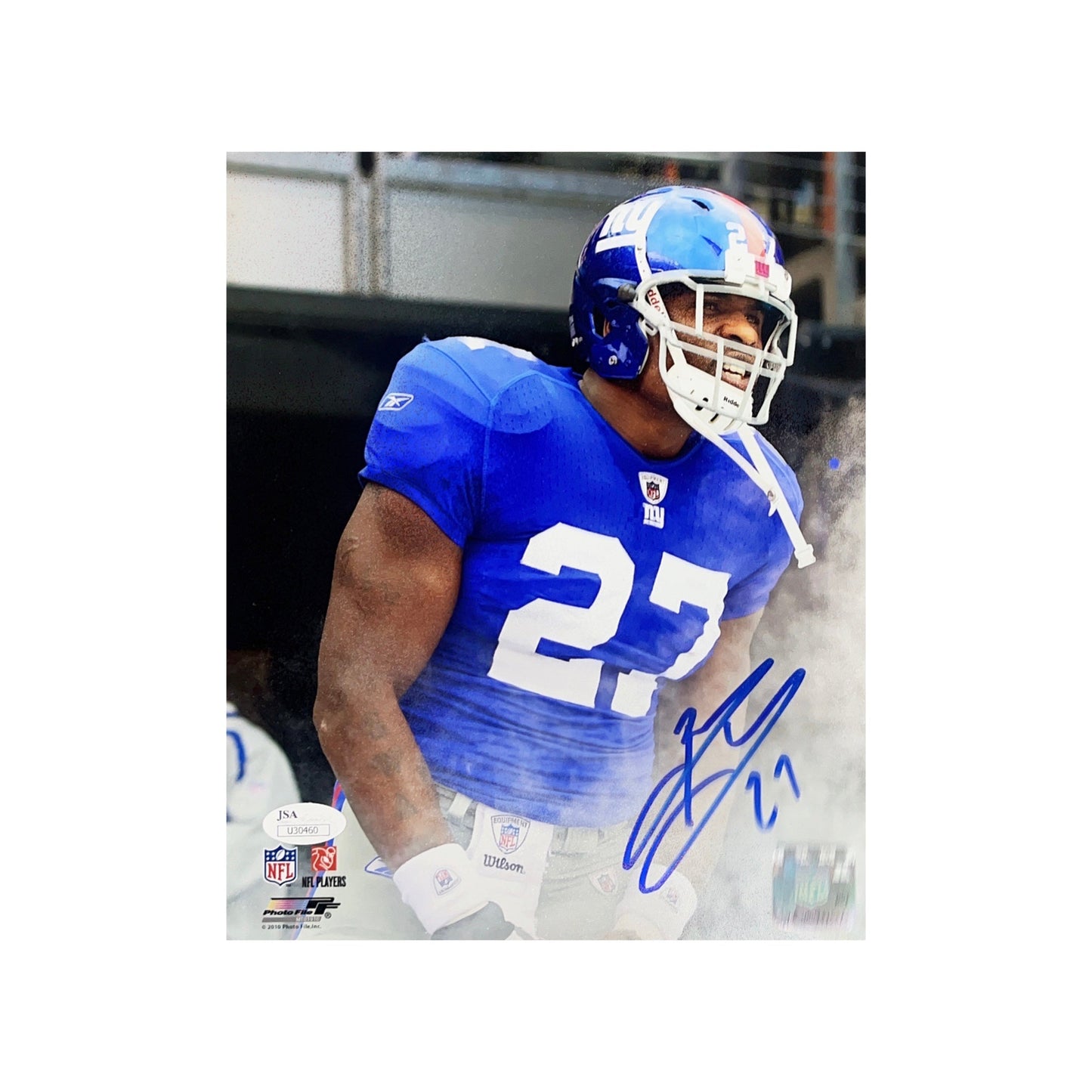 Brandon Jacobs Autographed New York Giants Smoke 8x10 JSA