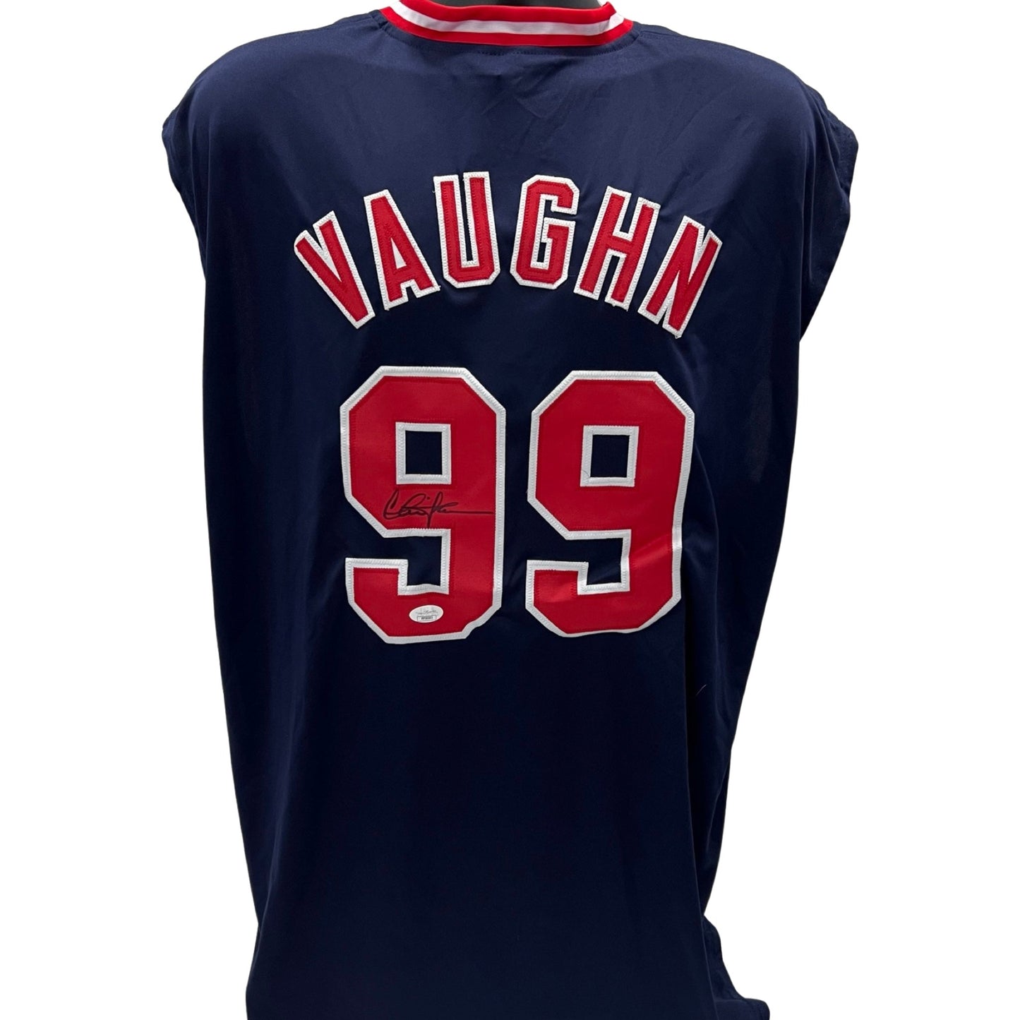 Charlie Sheen Autographed Major League Ricky Vaughn Cleveland Indians Blue Cutoff Jersey JSA