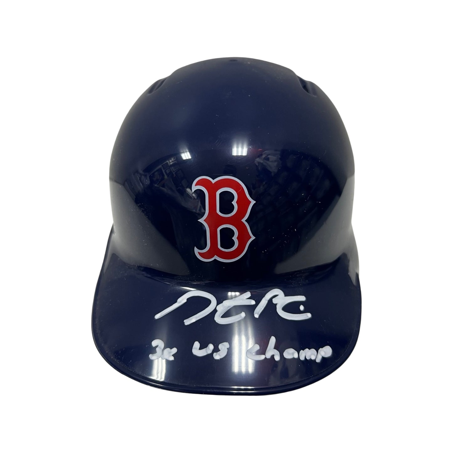 Dustin Pedroia Autographed Boston Red Sox Mini Helmet “3x WS Champ” Inscription Steiner CX
