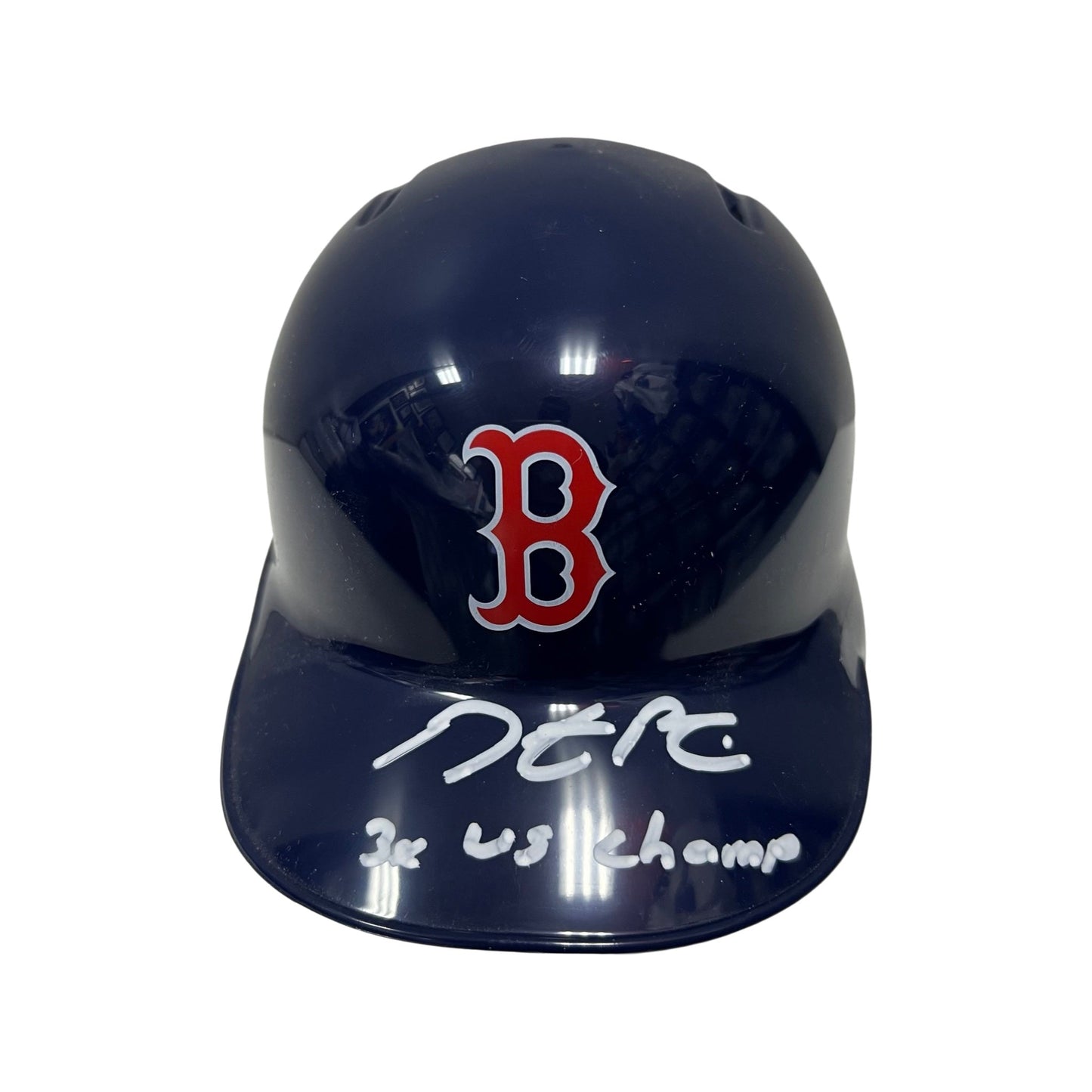Dustin Pedroia Autographed Boston Red Sox Mini Helmet 3x WS Champ Inscription Steiner CX