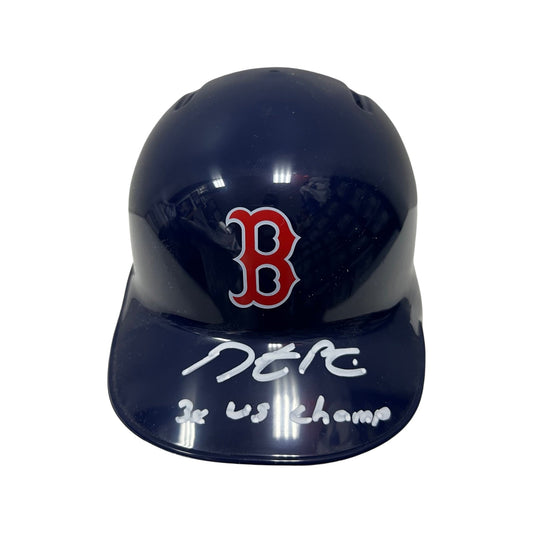 Dustin Pedroia Autographed Boston Red Sox Mini Helmet 3x WS Champ Inscription Steiner CX