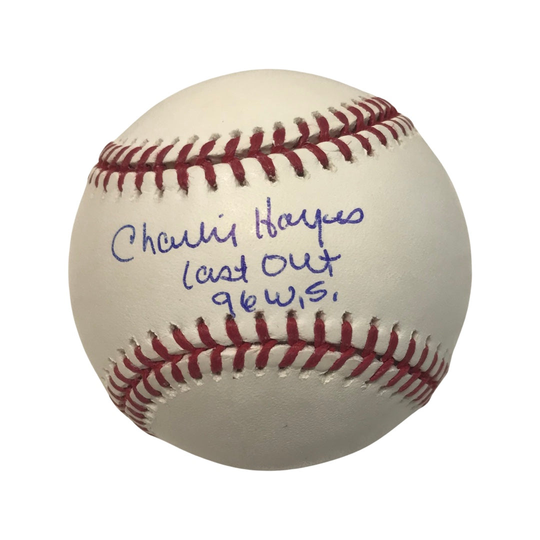 Charlie Hayes Autographed New York Yankees OMLB Last Out 96 WS Inscription JSA