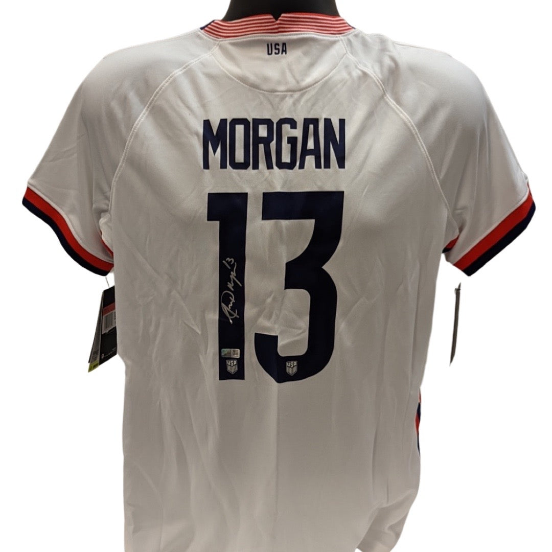 Alex Morgan Autographed Team USA Soccer White/Navy Jersey Steiner CX