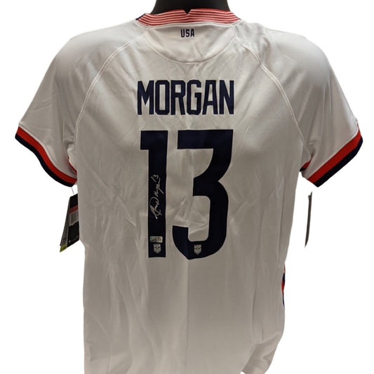 Alex Morgan Autographed Team USA Soccer White/Navy Jersey Steiner CX