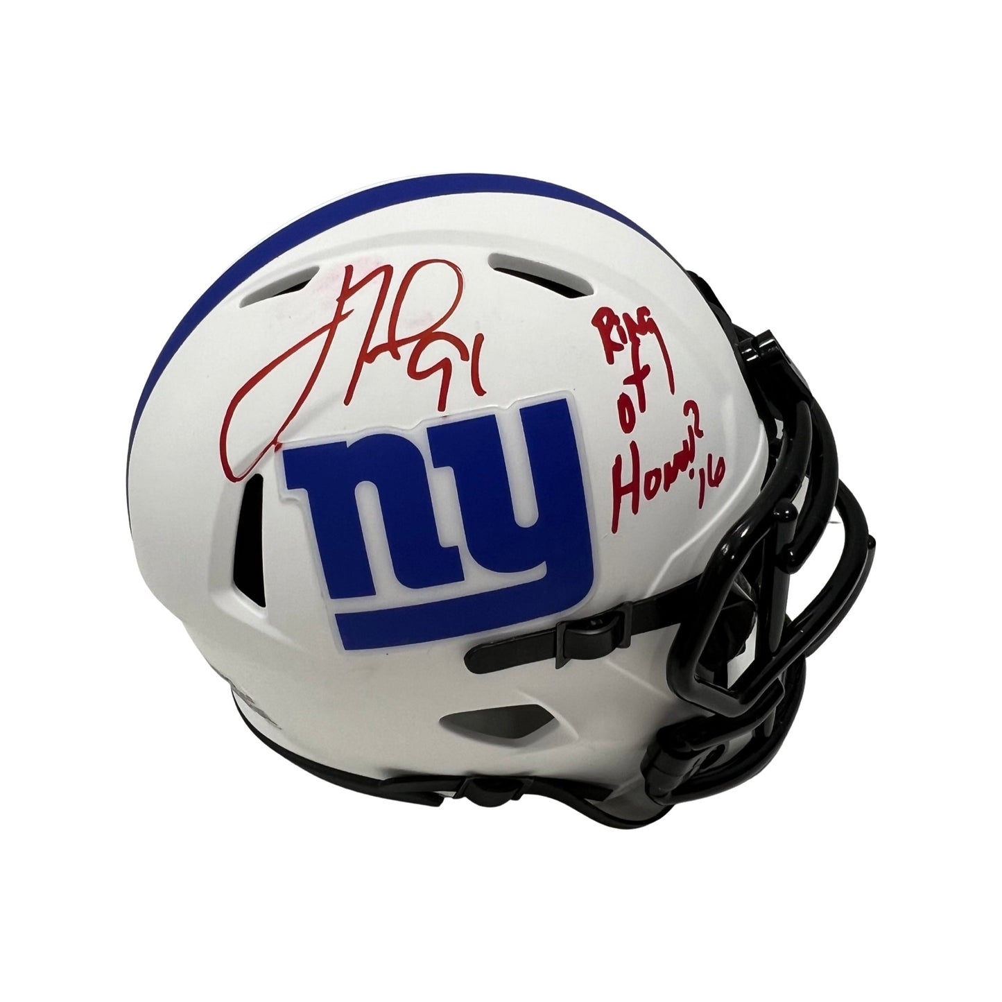 Justin Tuck Autographed New York Giants Lunar Eclipse Mini Helmet Ring of Honor 16 Inscription JSA