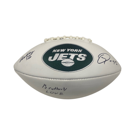 Quinnen & Quincy Williams Autographed New York Jets White Panel Football "Brotherly Love" Inscription Steiner CX