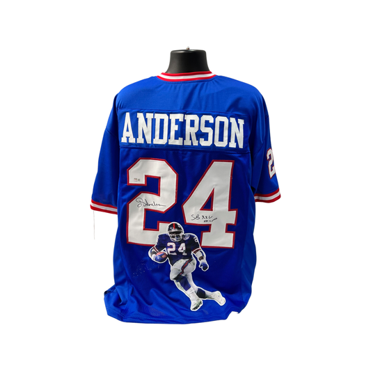OJ Anderson Autographed New York Giants Blue Art Jersey "SB XXV MVP" Inscription Steiner CX