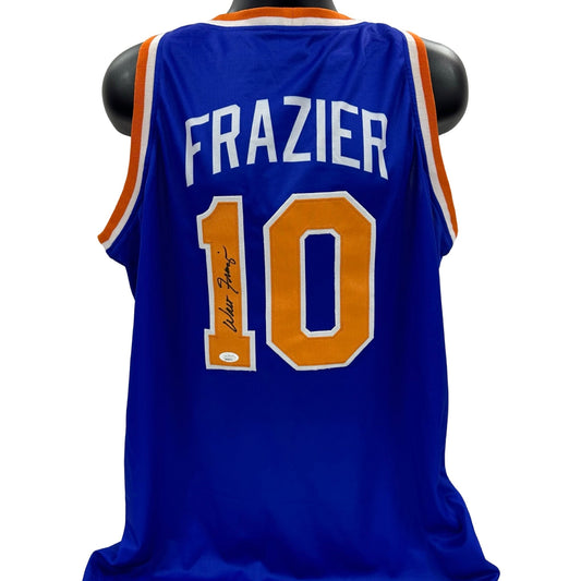Walt Clyde Frazier Autographed New York Knicks Blue Jersey JSA