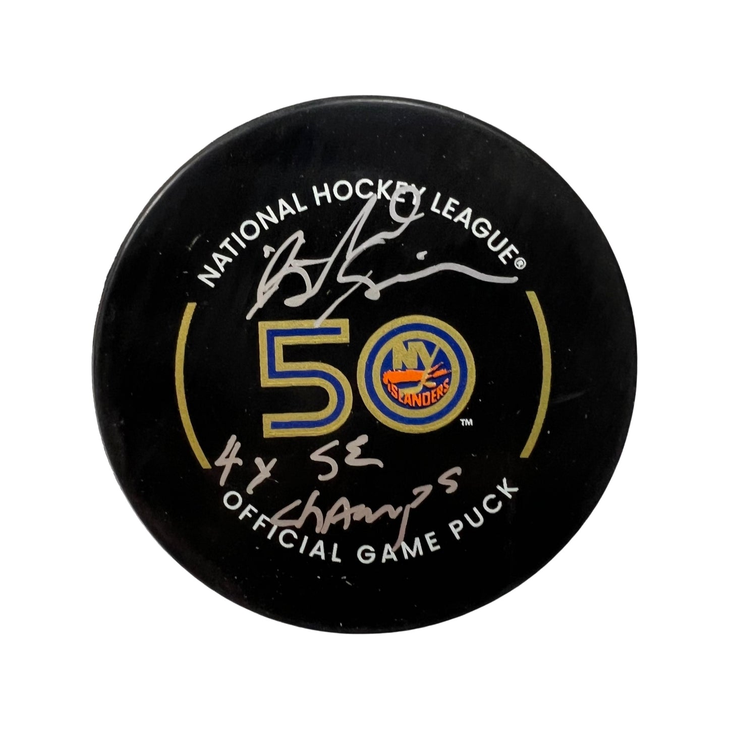 Butch Goring Autographed New York Islanders Official Game Puck “4x SC Champs” Inscription Steiner CX
