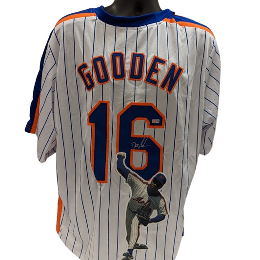 Doc Gooden Autographed New York Mets Pinstripe Art Jersey Steiner CX