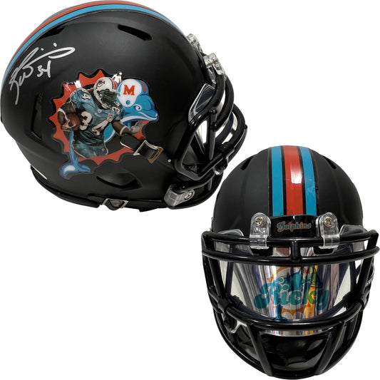 Ricky Williams Autographed Miami Dolphins Black Custom Ricky Logo Mini Helmet w/ Visor JSA