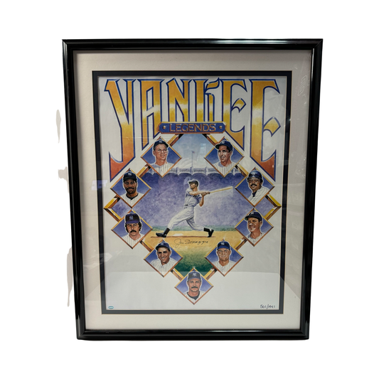 Joe DiMaggio Autographed New York Yankees Framed Yankee Legends 24x30 Photo LE 501/1941 Yankee Clipper COA