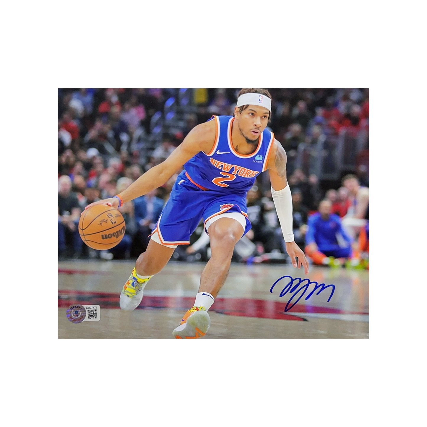 Miles Deuce McBride Autographed New York Knicks Crossover 8x10 Beckett