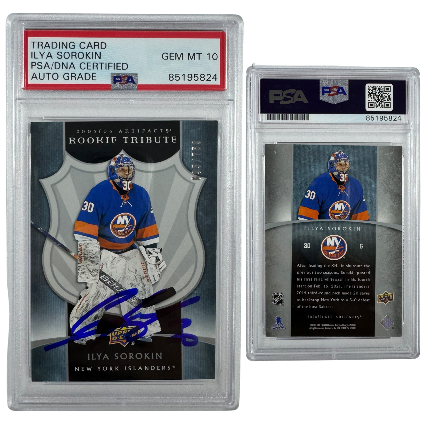 2020-21 Ilya Sorokin Autographed Upper Deck Rookie Tribute /750 #7 PSA Auto GEM MT 10