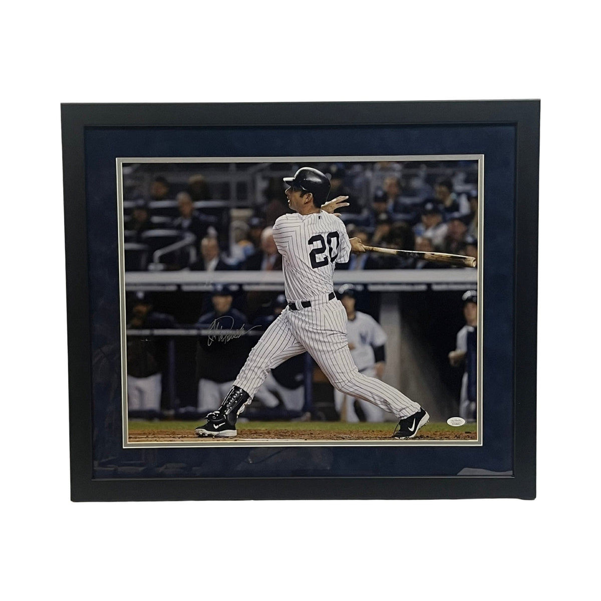 Jorge Posada Autographed New York Yankees Swing 16x20 JSA - Framed