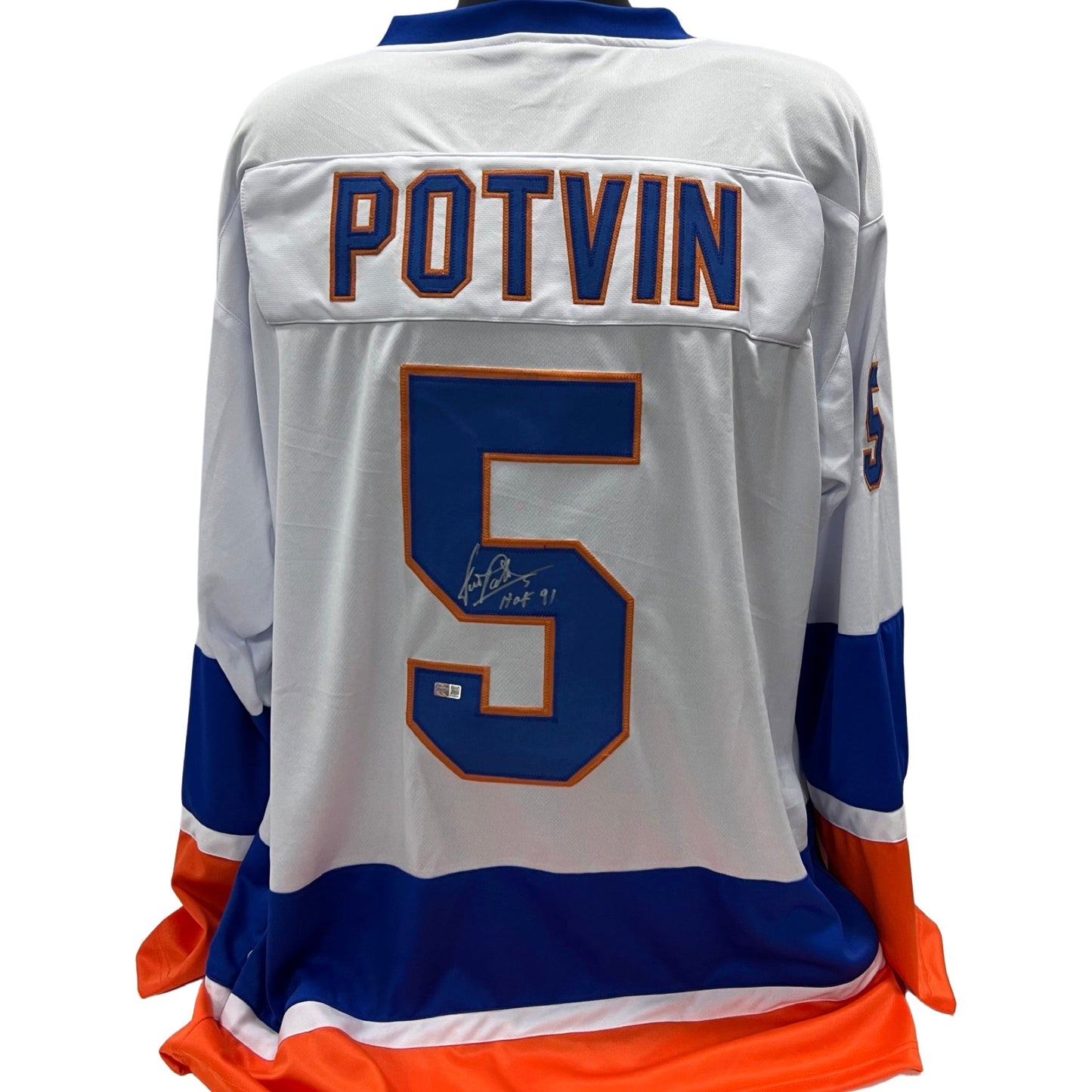 Denis Potvin Autographed New York Islanders White Jersey "HOF '91" Steiner CX