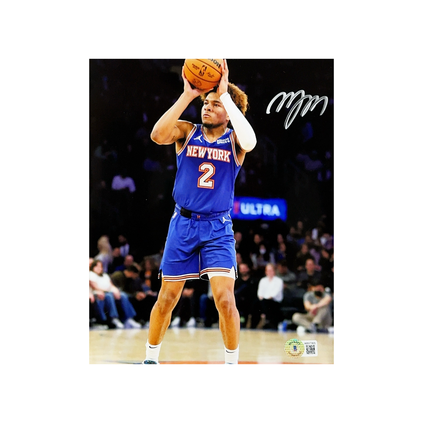 Miles Deuce McBride Autographed New York Knicks Vertical Shooting 8x10 Beckett