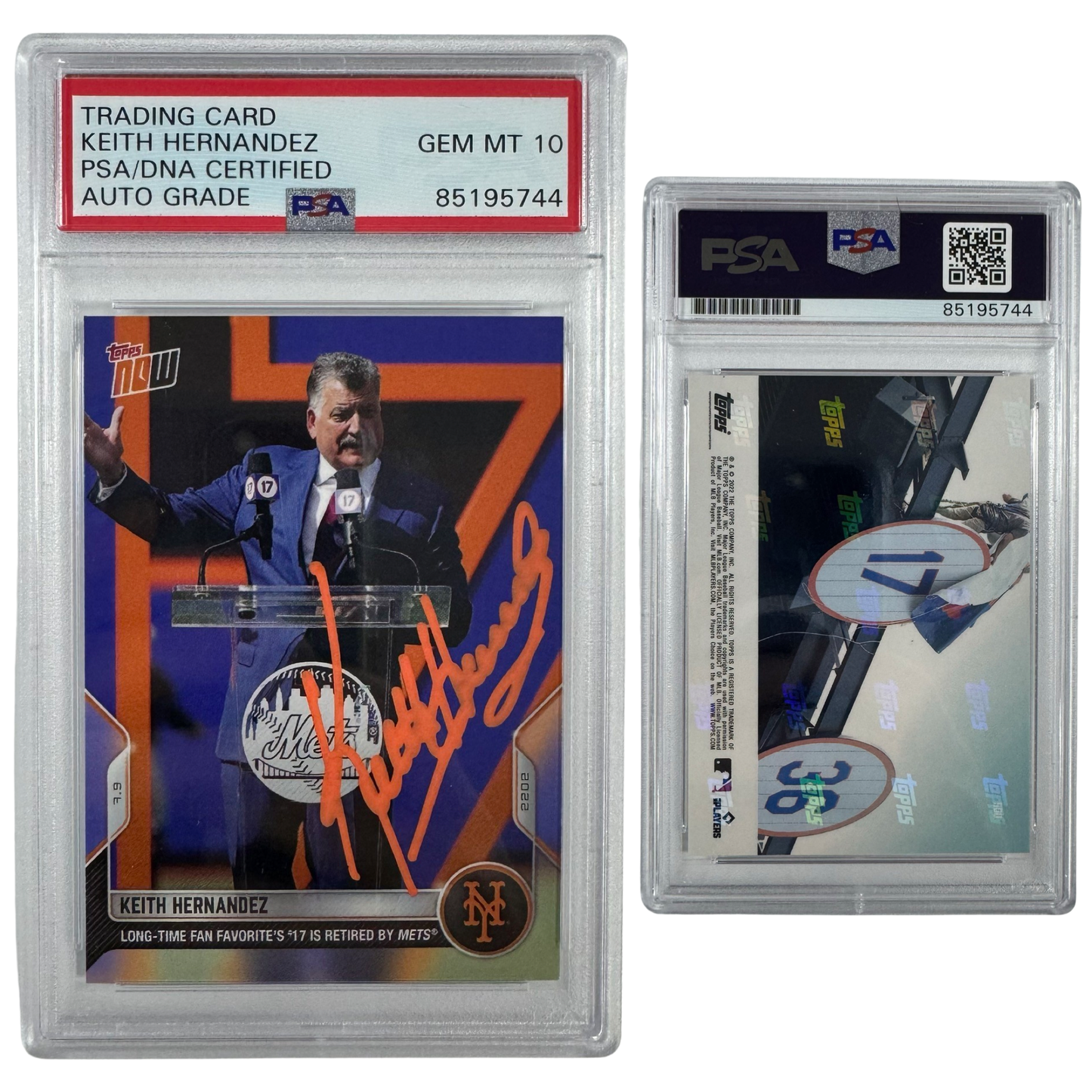 2022 Keith Hernandez Autographed Topps Now Jersey Retirement #500 PSA Auto GEM MT 10