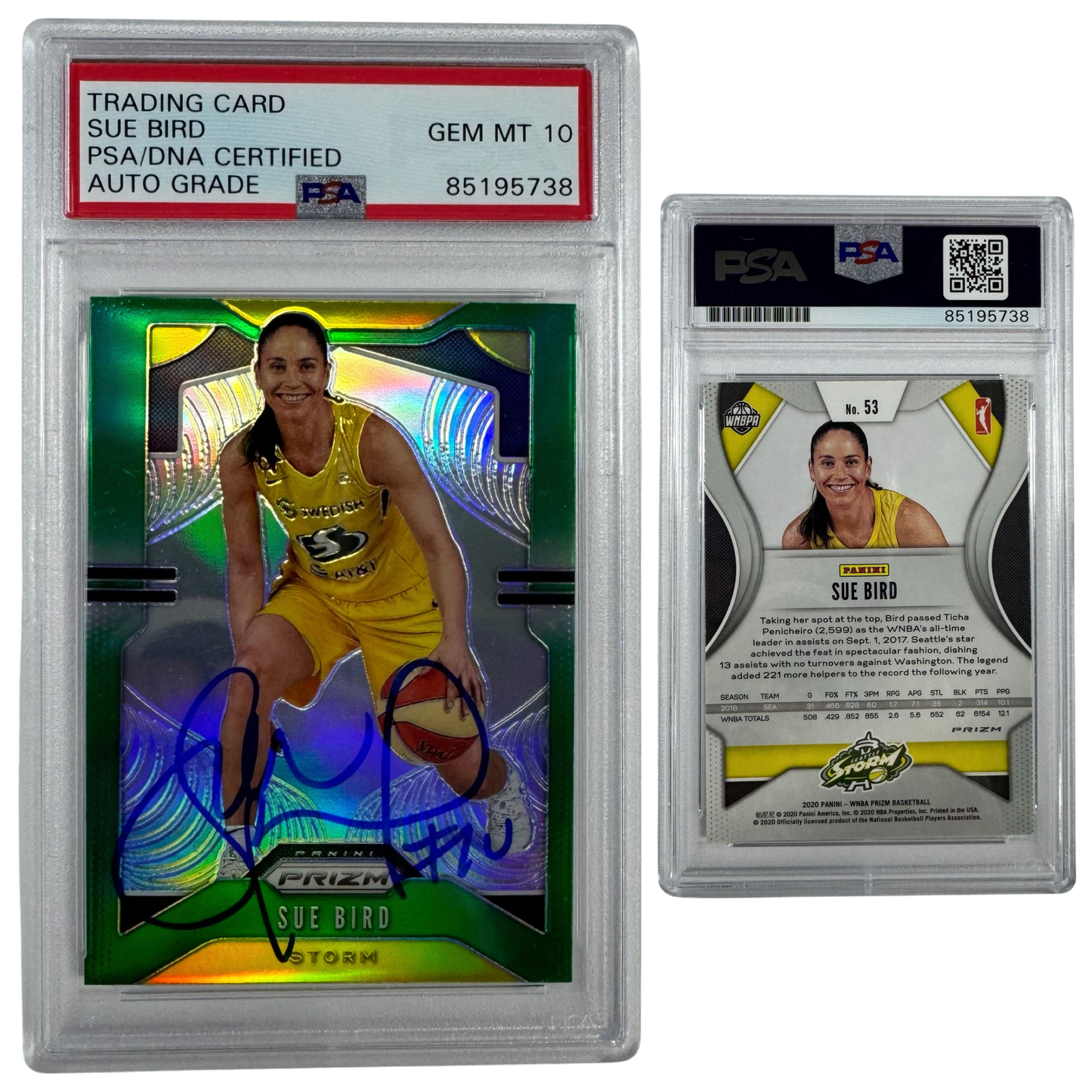 2019 Sue Bird Autographed Panini Green Prizm #53 PSA Auto GEM MT 10