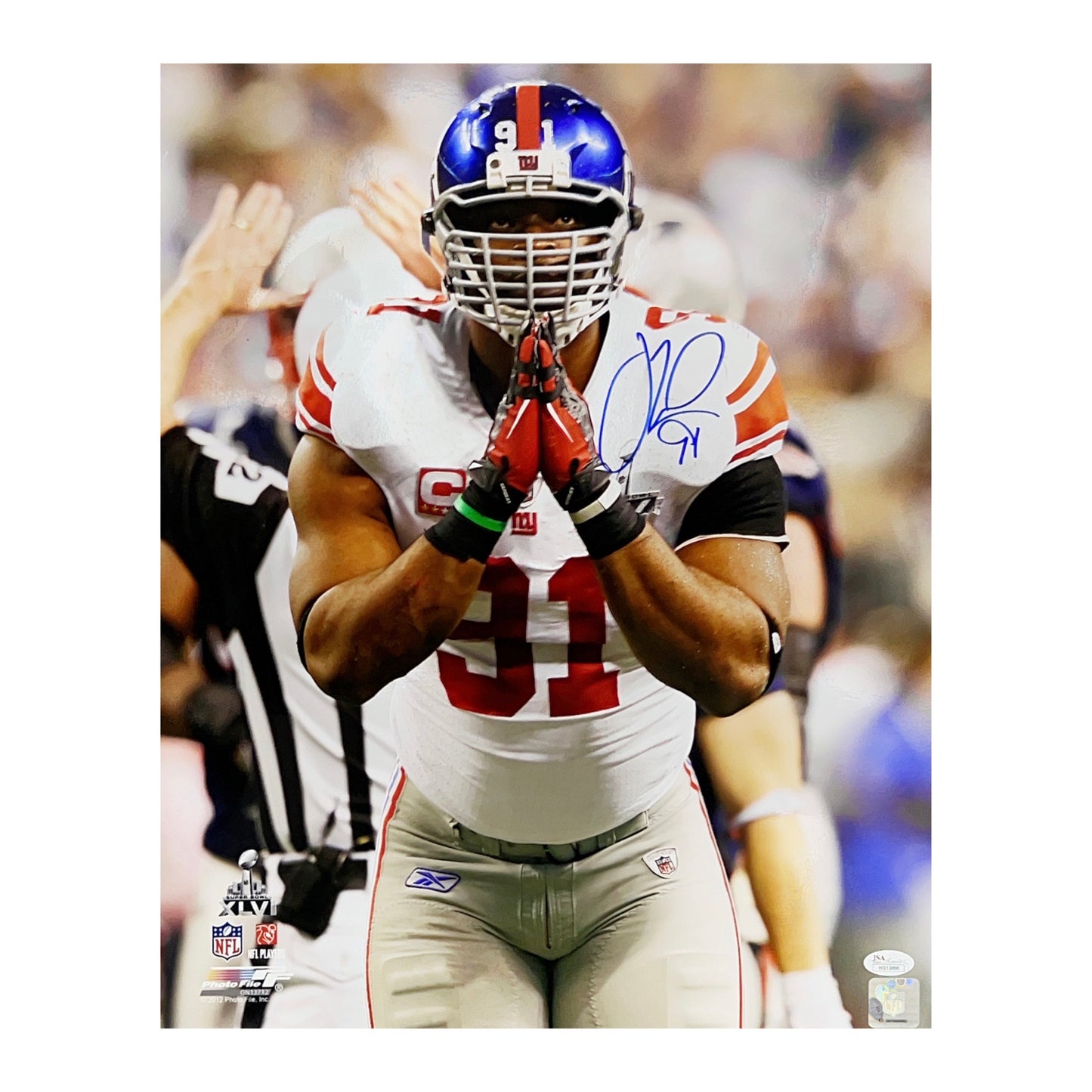 Justin Tuck Autographed New York Giants Praying 16x20 JSA