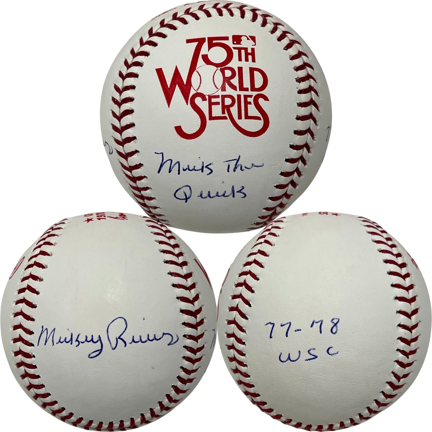 Mickey Rivers Autographed New York Yankees 1978 World Series Logo Baseball Mick the Quick, 77-78 WSC Inscriptions JSA