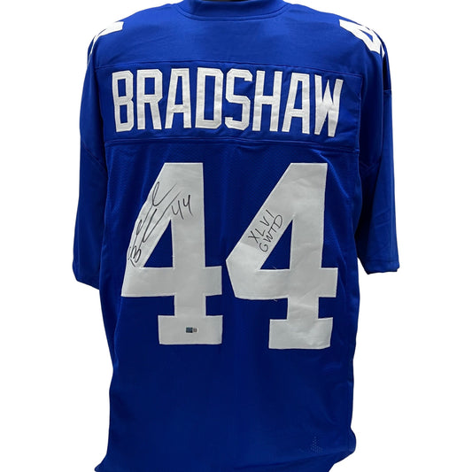 Ahmad Bradshaw Autographed New York Giants Blue Jersey “XLVI GWTD” Inscription Steiner CX