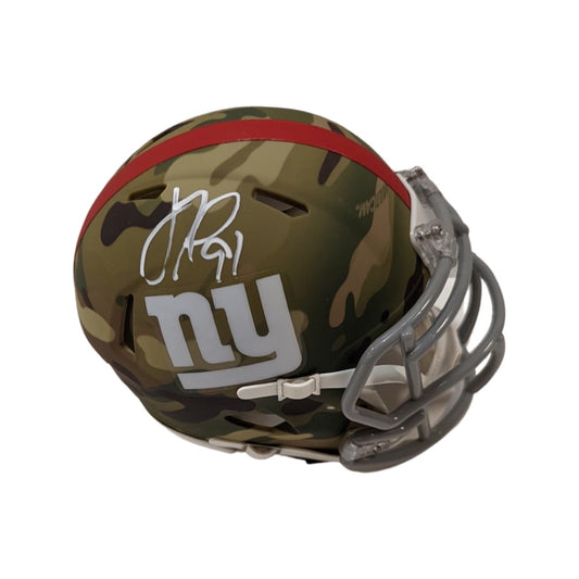 Justin Tuck Autographed New York Giants Camo Mini Helmet JSA