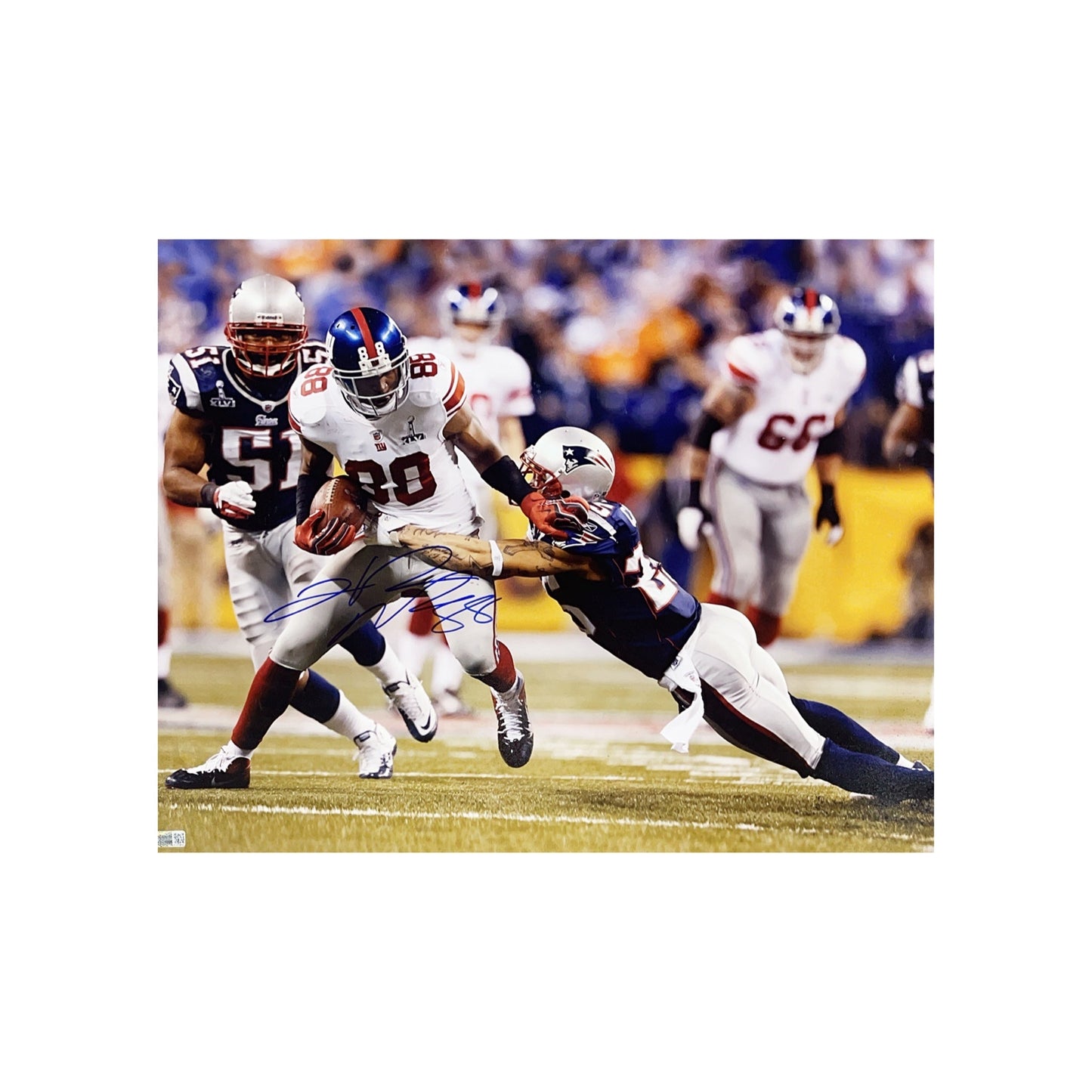 Hakeem Nicks Autographed New York Giants Stiff Arm 8x10 Steiner CX