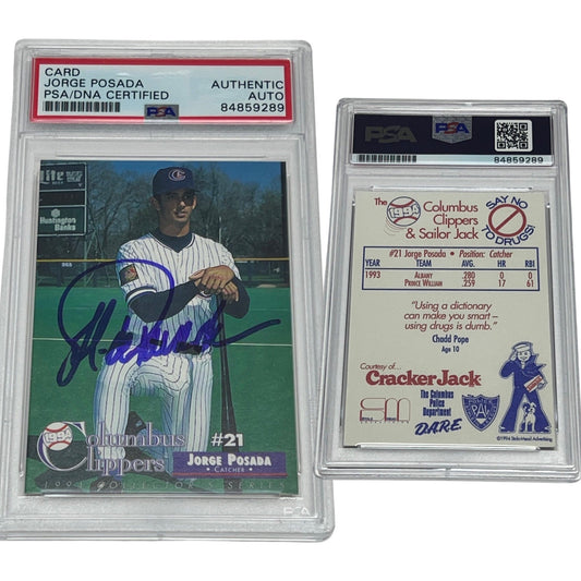 1994 Jorge Posada Columbus Clippers Minor League Card Autographed PSA Auto Authentic