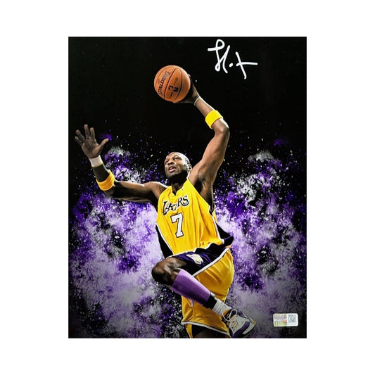 Lamar Odom Autographed Los Angeles Lakers Dunk Edit 8x10 Steiner CX