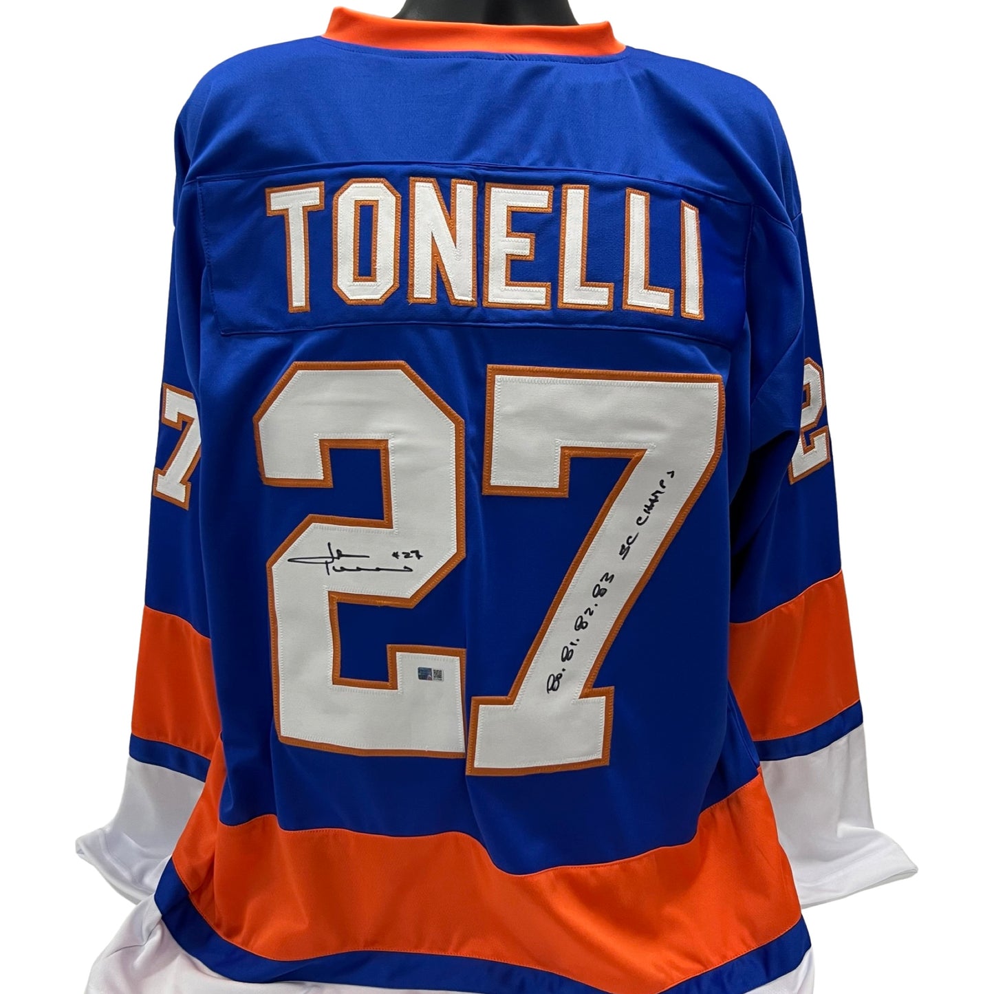John Tonelli Autographed New York Islanders Blue Jersey "SC Champs 80 81 82 83" Inscriptions Steiner CX