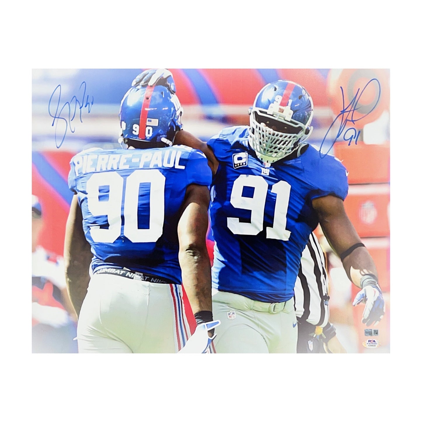 Justin Tuck & Jason Pierre Paul On Field 16x20 Steiner CX & PSA