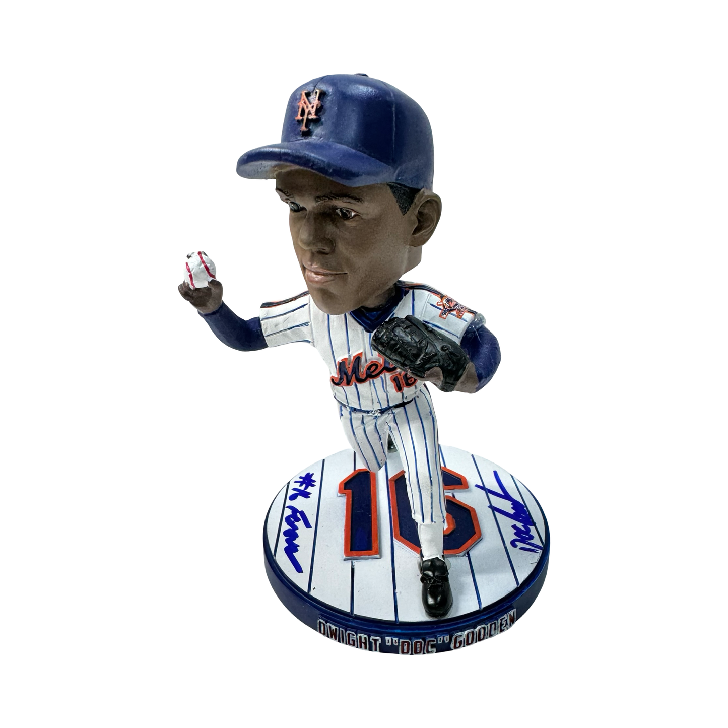 Doc Gooden Autographed New York Mets Number Retirement Bobblehead #16 Retired Inscription Beckett