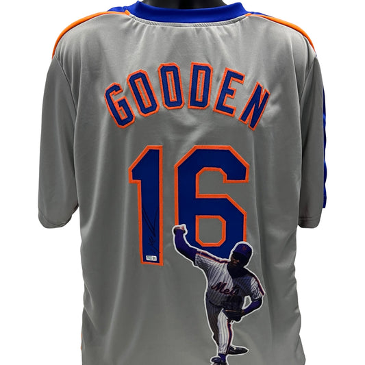 Doc Gooden Autographed New York Mets Grey Art Jersey Steiner CX