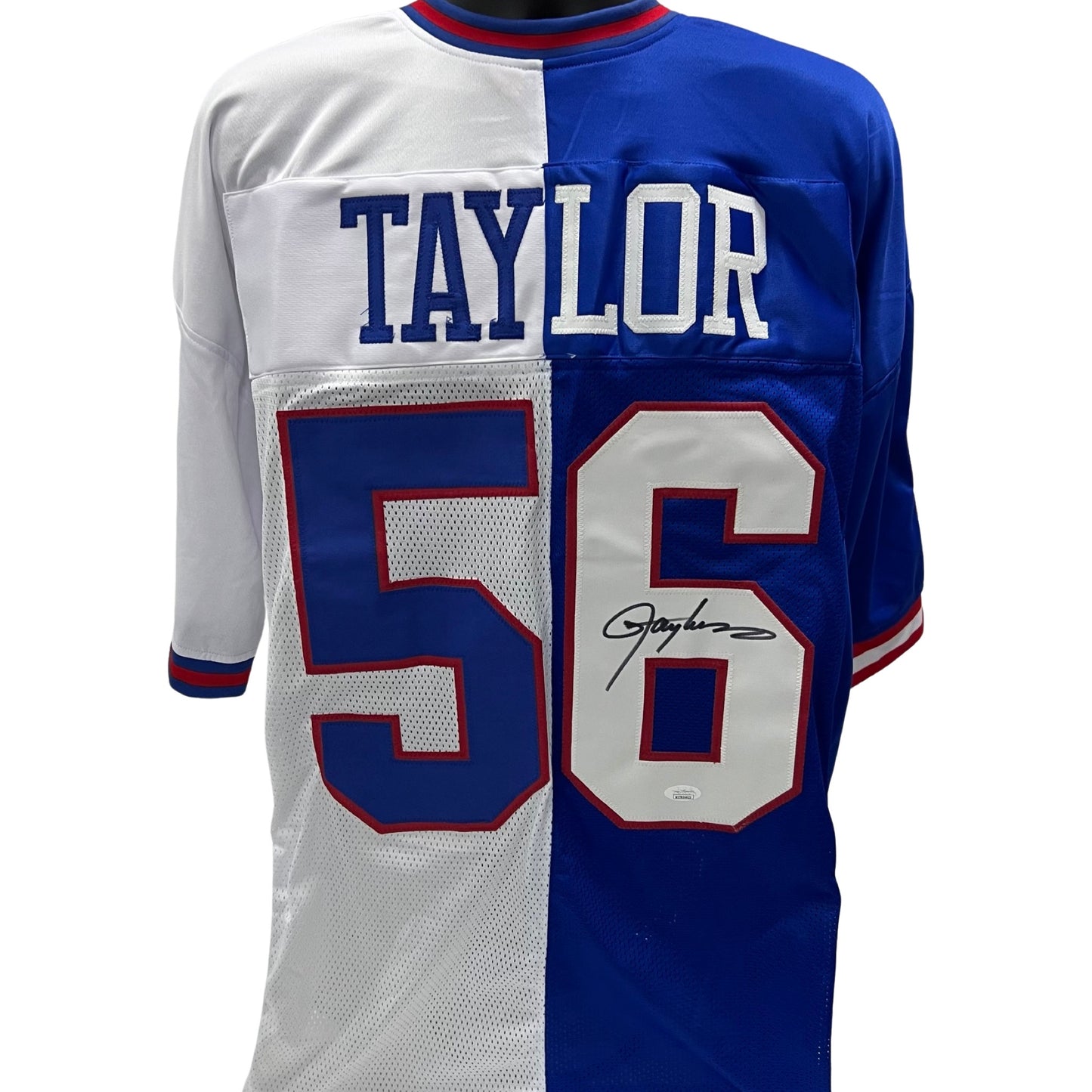 Lawrence Taylor Autographed New York Giants White/Blue Split Jersey JSA