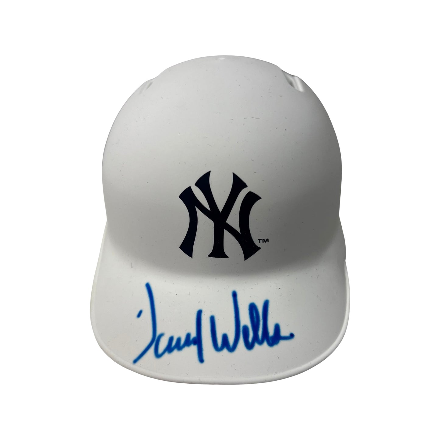 David Wells Autographed New York Yankees Flat White Mini Helmet JSA