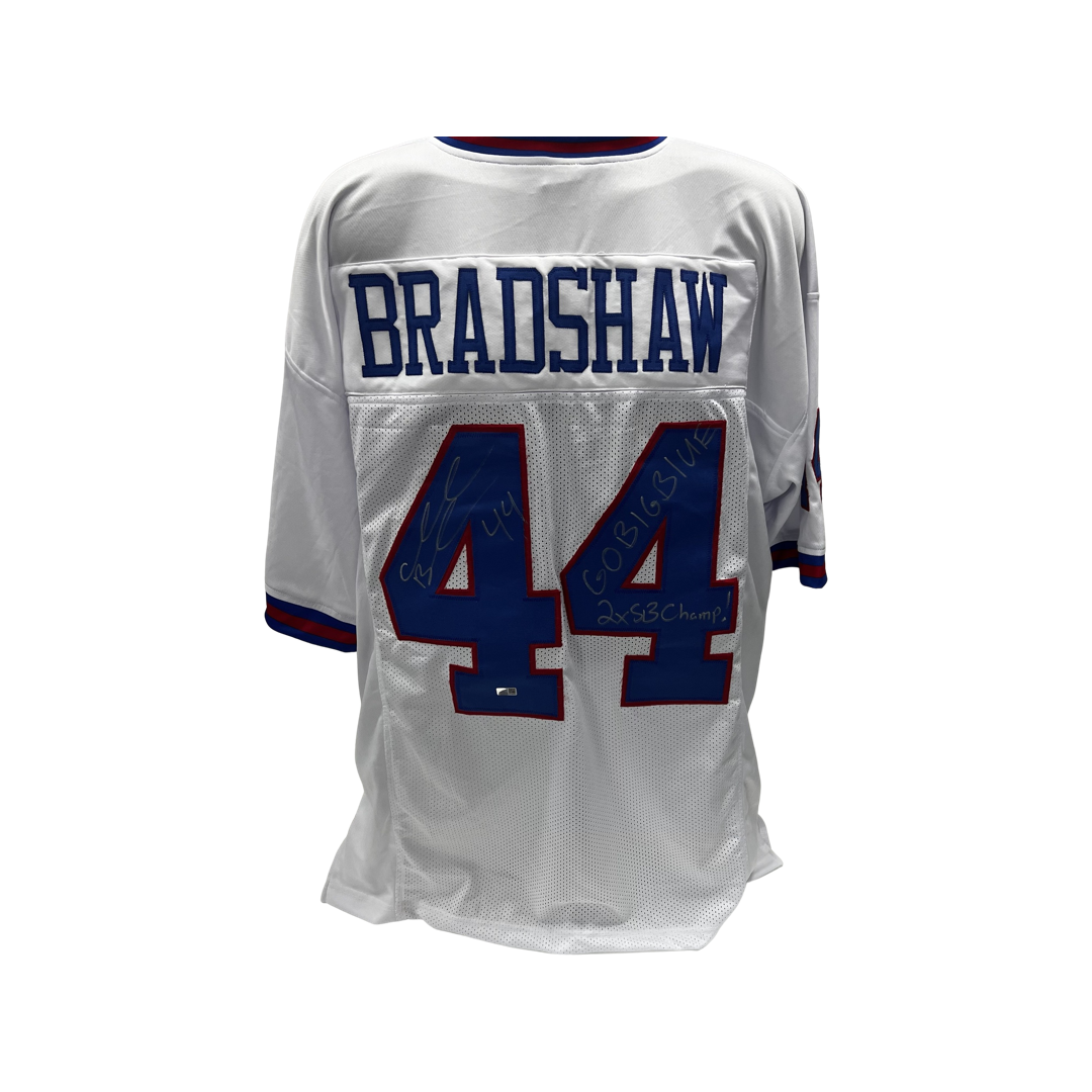 Ahmad Bradshaw Autographed New York Giants White Color Rush Jersey "Go Big Blue & 2X SB Champ!" Inscription Steiner CX