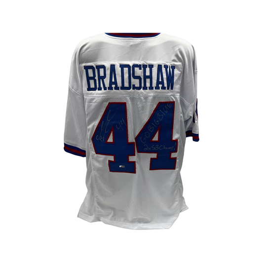 Ahmad Bradshaw Autographed New York Giants White Color Rush Jersey "Go Big Blue & 2X SB Champ!" Inscription Steiner CX