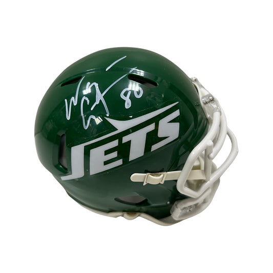 Wayne Chrebet Autographed New York Jets Old School Green Speed Mini Helmet Steiner CX