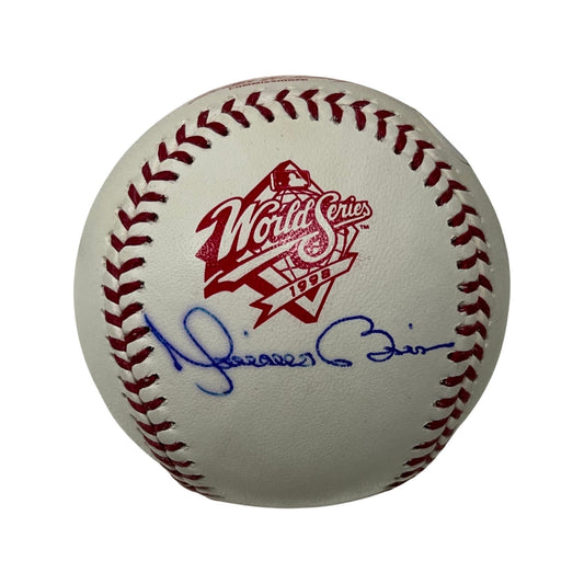 Mariano Rivera Autographed New York Yankees 1998 World Series Logo Baseball Slight Bleed JSA