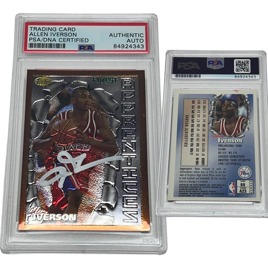 1996 Allen Iverson Topps Finest Apprentices Rookie Card #69 Autographed PSA Auto Authentic
