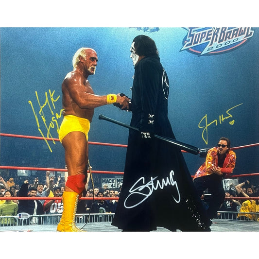Hulk Hogan Sting Jimmy Hart Autograph 16x20 Beckett BAS