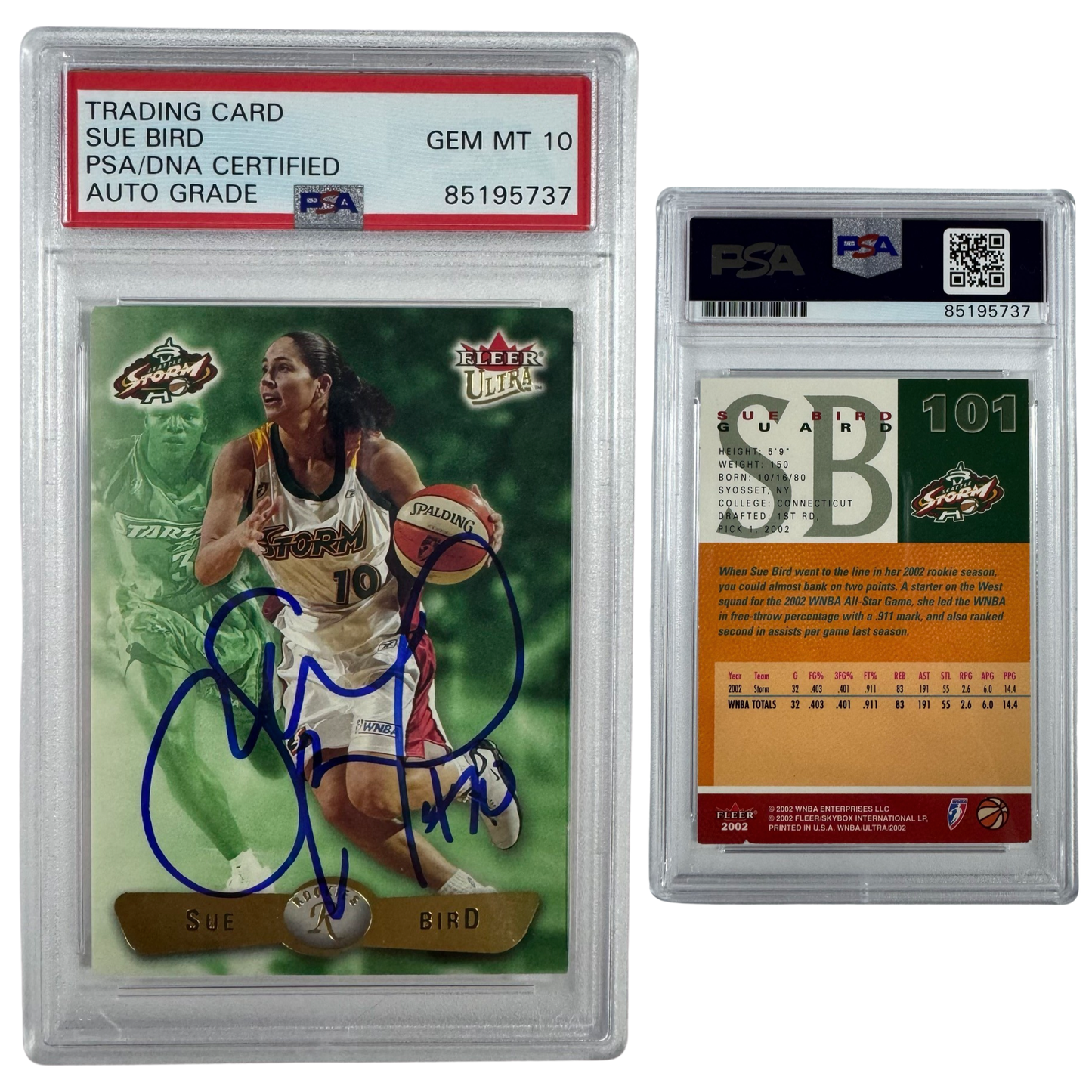 2003 Sue Bird Autographed Fleer Ultra Rookie #101 PSA Auto GEM MT 10