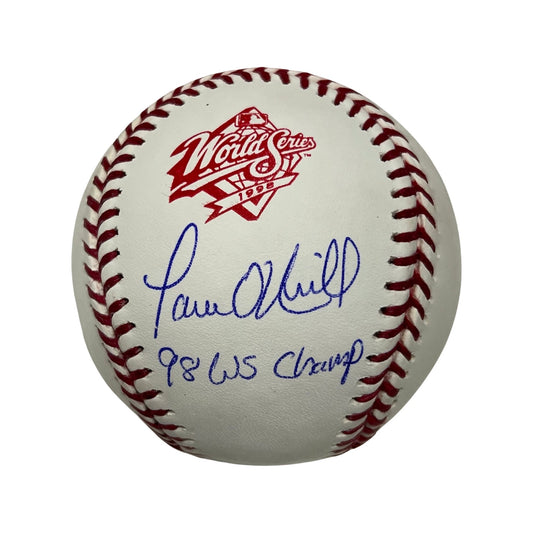 Paul O’Neill Autographed New York Yankees 1998 World Series Logo Baseball 98 WS Champ Inscription JSA