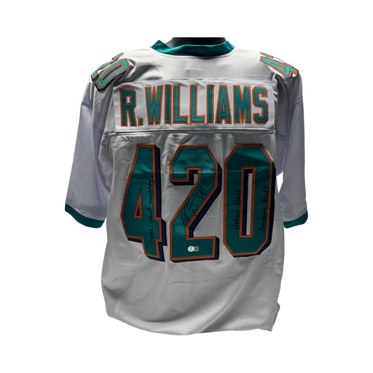 Ricky Williams Miami Dolphins White 420 Jersey Beckett BAS