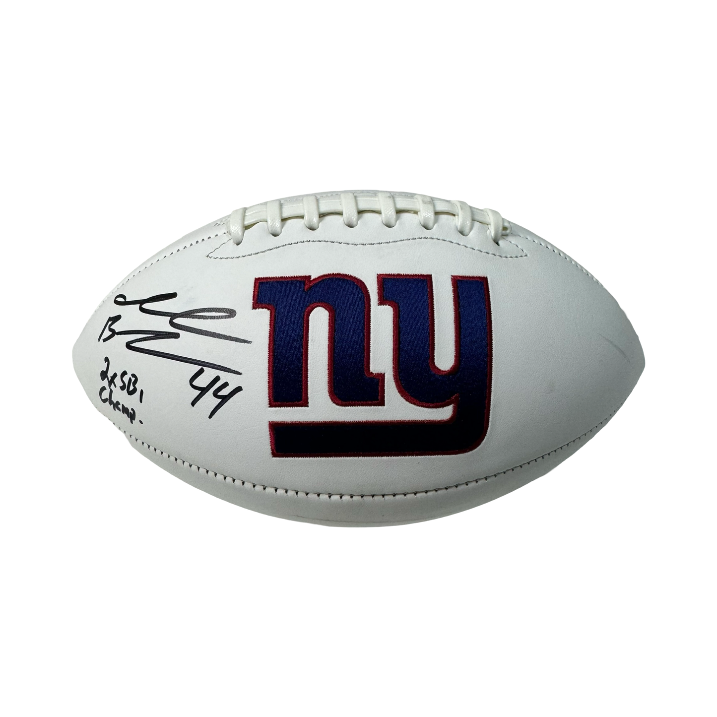 Ahmad Bradshaw Autographed New York Giants White Panel Football 2x SB Champ Beckett