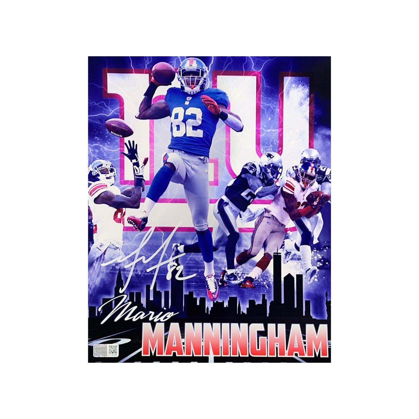 Mario Manningham Autographed New York Giants Collage Edit 8x10 Steiner CX