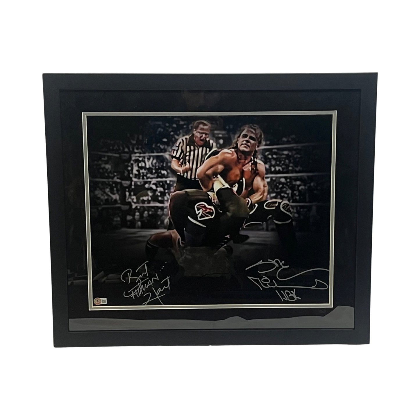 Shawn Michaels & Bret Hart Autographed 16x20 HBK, Hitman Inscriptions Beckett - Framed